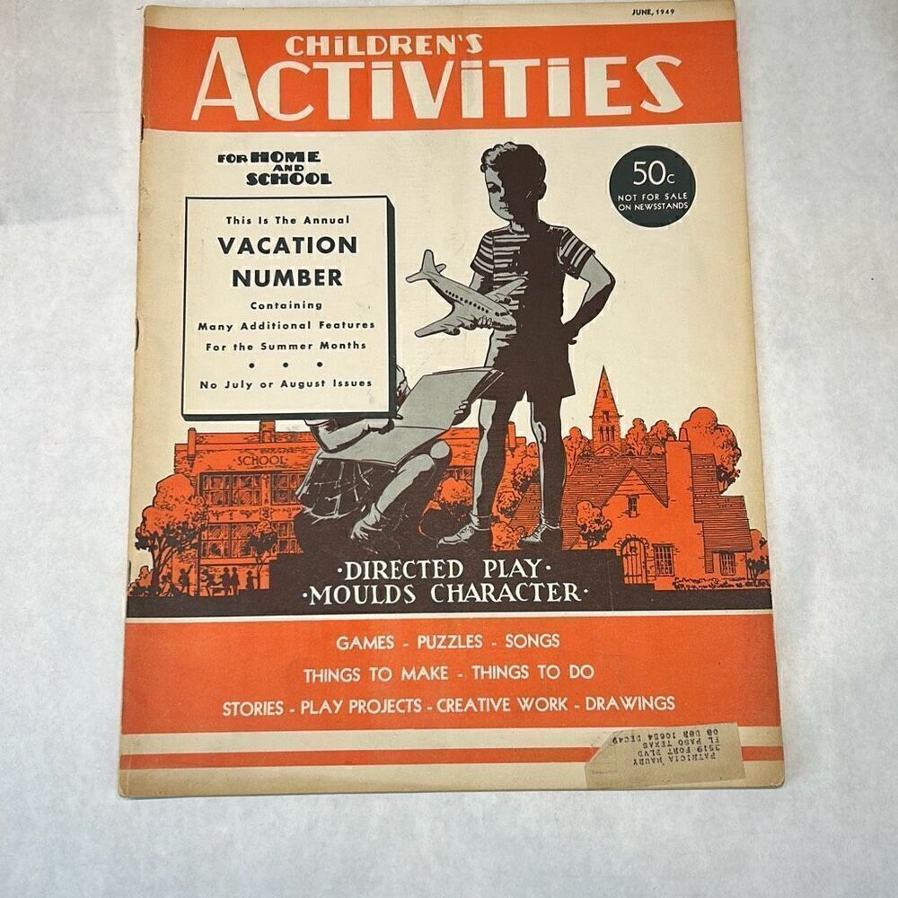VTG Children's Activities For Home & School Magazine Book June 1949 Newsstands